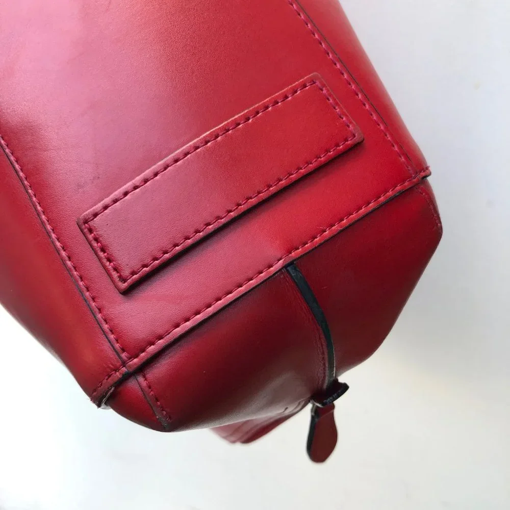 Lodis Ladies Red Leather Large Bowler Bag